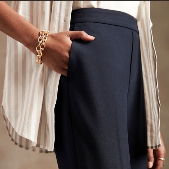 BANANA REPUBLIC Hayden Taper Pant, Black, Size 16 - Picture 3 of 11